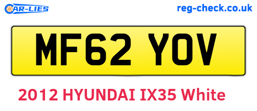 MF62YOV are the vehicle registration plates.
