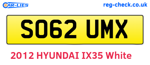 SO62UMX are the vehicle registration plates.