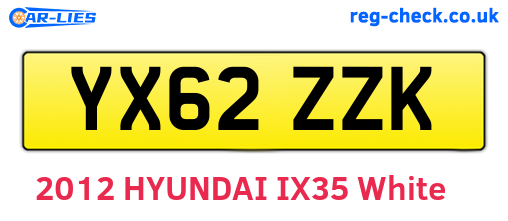 YX62ZZK are the vehicle registration plates.