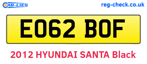 EO62BOF are the vehicle registration plates.