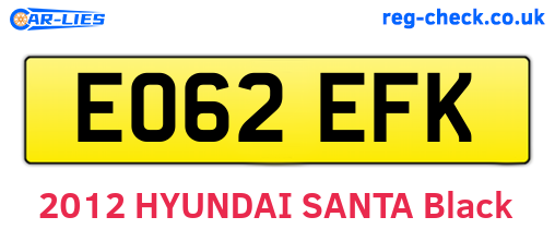 EO62EFK are the vehicle registration plates.