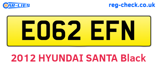 EO62EFN are the vehicle registration plates.