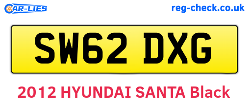 SW62DXG are the vehicle registration plates.