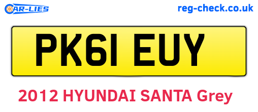 PK61EUY are the vehicle registration plates.