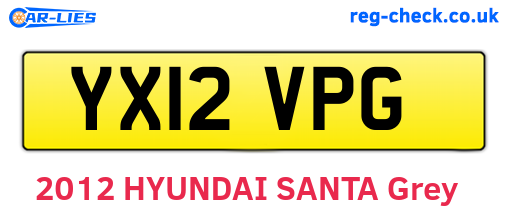YX12VPG are the vehicle registration plates.