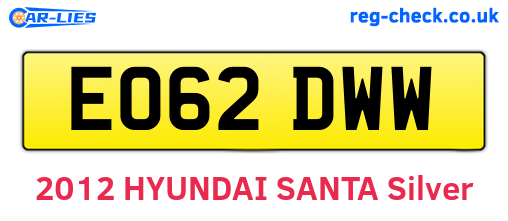 EO62DWW are the vehicle registration plates.