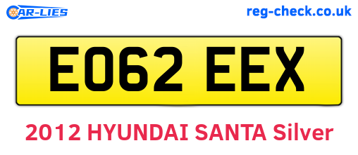 EO62EEX are the vehicle registration plates.
