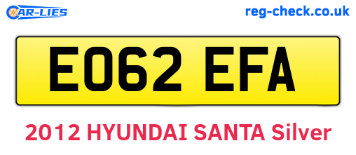 EO62EFA are the vehicle registration plates.