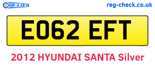 EO62EFT are the vehicle registration plates.