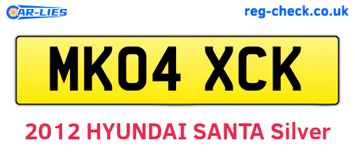 MK04XCK are the vehicle registration plates.