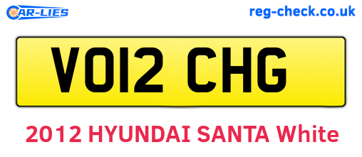 VO12CHG are the vehicle registration plates.