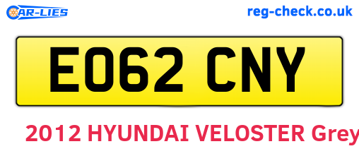 EO62CNY are the vehicle registration plates.