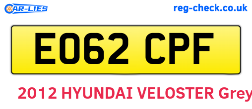 EO62CPF are the vehicle registration plates.