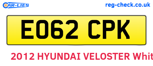 EO62CPK are the vehicle registration plates.