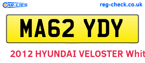 MA62YDY are the vehicle registration plates.
