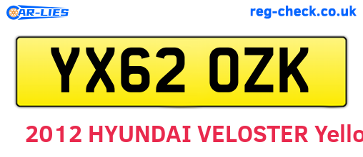 YX62OZK are the vehicle registration plates.