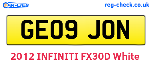 GE09JON are the vehicle registration plates.