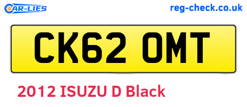 CK62OMT are the vehicle registration plates.