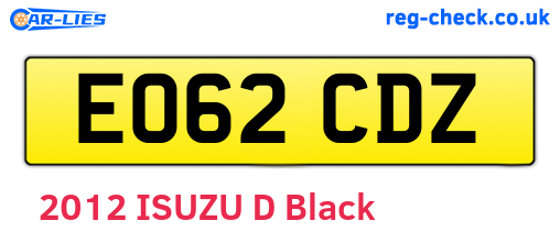EO62CDZ are the vehicle registration plates.