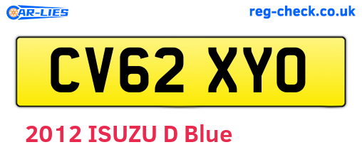 CV62XYO are the vehicle registration plates.