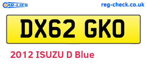 DX62GKO are the vehicle registration plates.