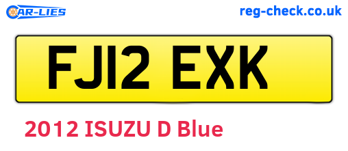 FJ12EXK are the vehicle registration plates.