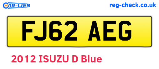 FJ62AEG are the vehicle registration plates.