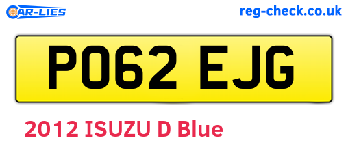 PO62EJG are the vehicle registration plates.