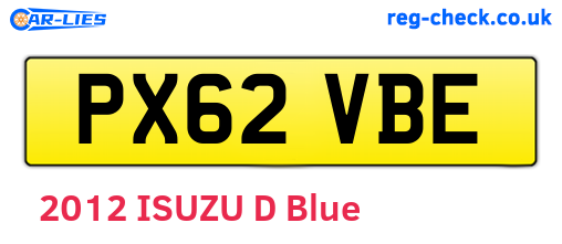 PX62VBE are the vehicle registration plates.