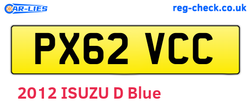 PX62VCC are the vehicle registration plates.