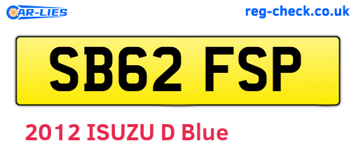 SB62FSP are the vehicle registration plates.