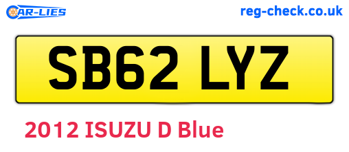 SB62LYZ are the vehicle registration plates.