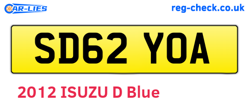 SD62YOA are the vehicle registration plates.