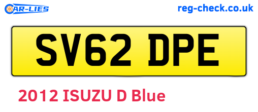 SV62DPE are the vehicle registration plates.