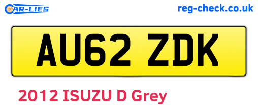 AU62ZDK are the vehicle registration plates.