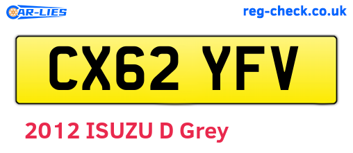 CX62YFV are the vehicle registration plates.