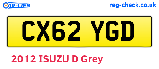 CX62YGD are the vehicle registration plates.
