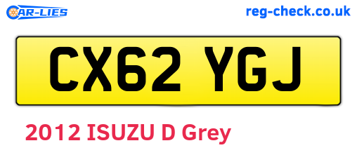 CX62YGJ are the vehicle registration plates.