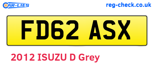 FD62ASX are the vehicle registration plates.