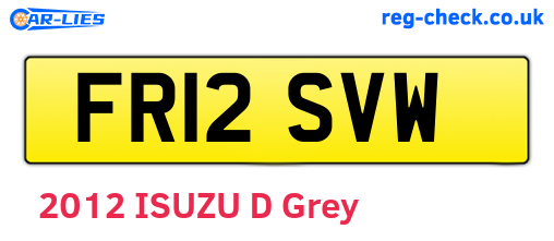 FR12SVW are the vehicle registration plates.