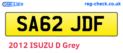 SA62JDF are the vehicle registration plates.