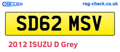 SD62MSV are the vehicle registration plates.