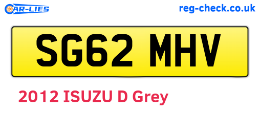 SG62MHV are the vehicle registration plates.