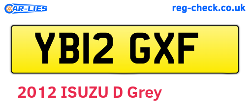 YB12GXF are the vehicle registration plates.