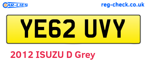 YE62UVY are the vehicle registration plates.