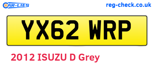 YX62WRP are the vehicle registration plates.