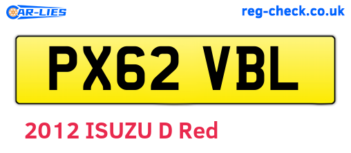 PX62VBL are the vehicle registration plates.