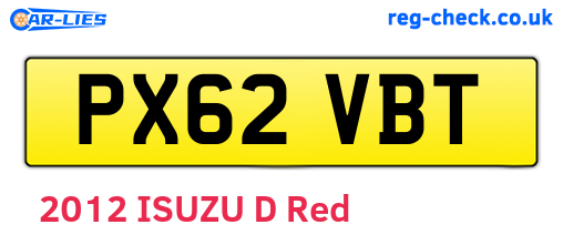 PX62VBT are the vehicle registration plates.