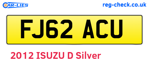 FJ62ACU are the vehicle registration plates.