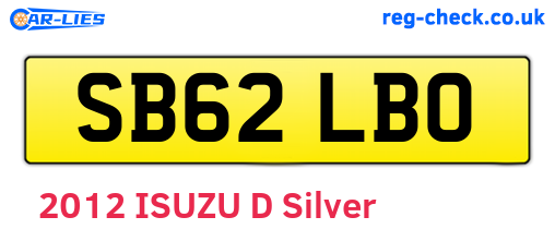 SB62LBO are the vehicle registration plates.